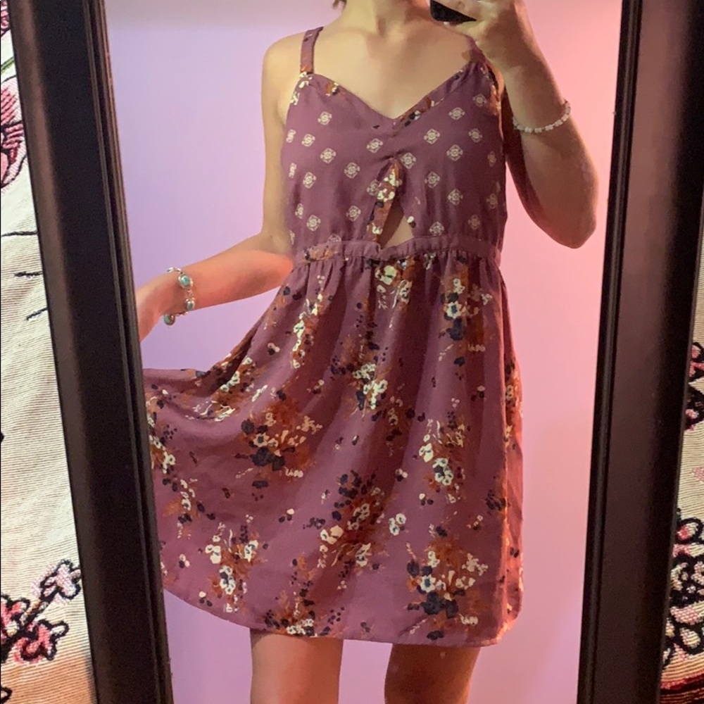 Purple Floral Cutout Sundress